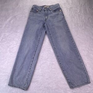 Y2K Levis Jeans Baggy Dad Womens 24 Big-E White Patch Light Wash (26x29) Vintage